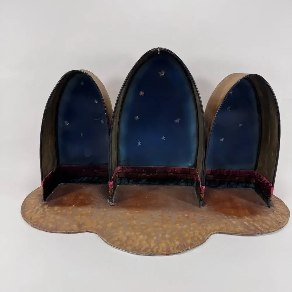 Vintage Christmas Nativity Scene Arch Stable Background Display Rustic CBK